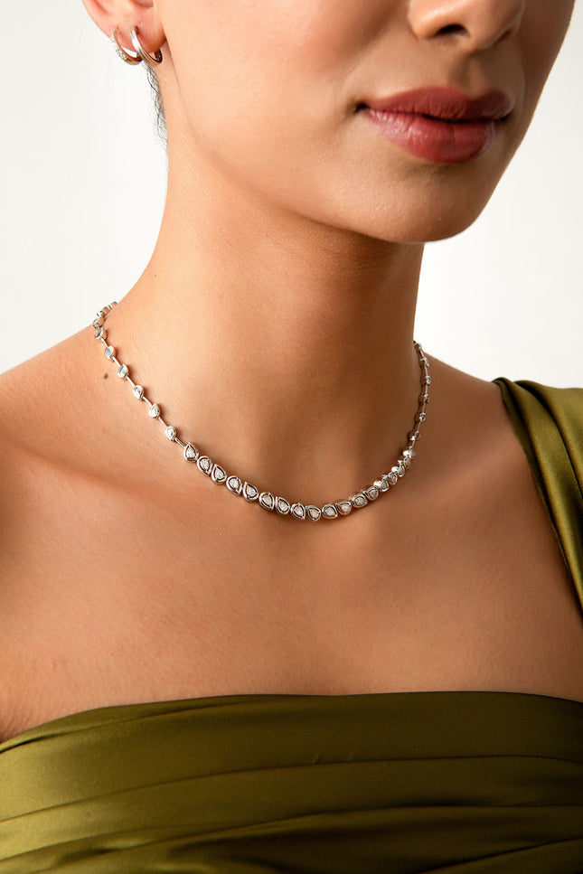 Silver Baguette stone 925 sterling silver necklace 12