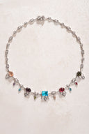 Silver 925 sterling silver colored crystal stone detailed necklace 13