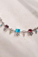 Silver 925 sterling silver colored crystal stone detailed necklace 13