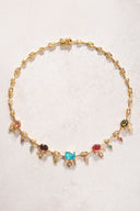 Gold 925 sterling silver colored crystal stone detailed necklace 13