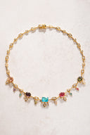Gold 925 sterling silver colored crystal stone detailed necklace 13