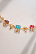 Gold 925 sterling silver colored crystal stone detailed necklace 13