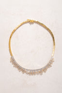 Gold 925 sterling silver fine detailed crystal stone necklace 14