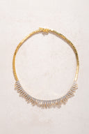 Gold 925 sterling silver fine detailed crystal stone necklace 14