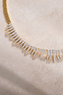 Gold 925 sterling silver fine detailed crystal stone necklace 14