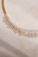Gold 925 sterling silver fine detailed crystal stone necklace 14