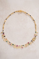 Gold Colorful crystal stone pointed 925 sterling silver necklace 16