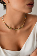 Gold Colorful crystal stone pointed 925 sterling silver necklace 16