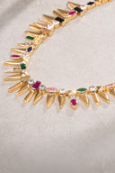 Gold Colorful crystal stone pointed 925 sterling silver necklace 16