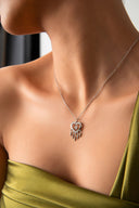 Silver 925 sterling silver heart and stone detailed necklace 18