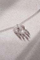 Silver 925 sterling silver heart and stone detailed necklace 18
