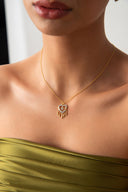 Gold 925 sterling silver heart and stone detailed necklace 18