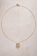 Gold 925 sterling silver heart and stone detailed necklace 18