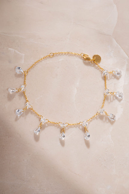 Gold 925 sterling silver bracelet with crystal stones and sparkling details 54