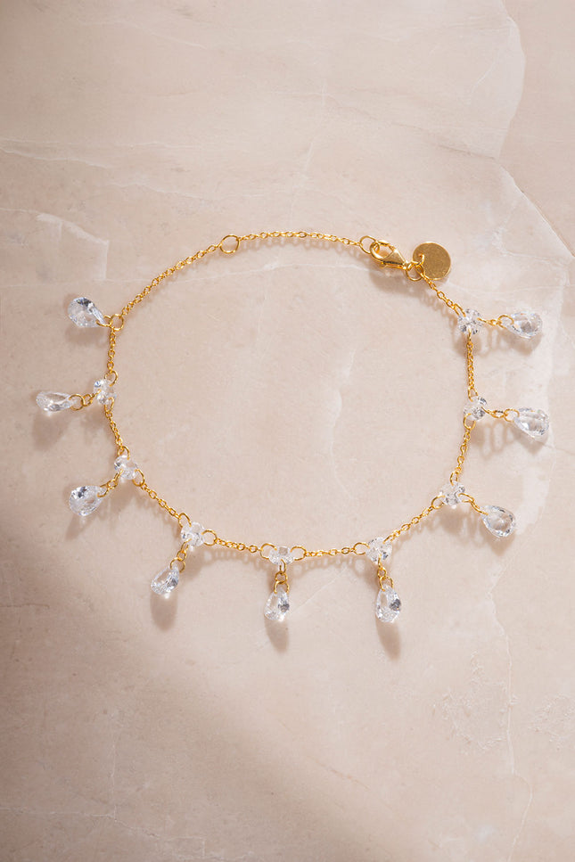Gold 925 sterling silver bracelet with crystal stones and sparkling details 54
