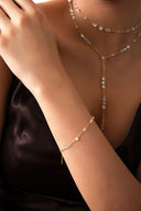 Gold Elegant sparkling stone detailed 925 sterling silver bracelet 55