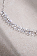 Silver Double sparkle and crystal stone detailed 925 sterling silver necklace 56