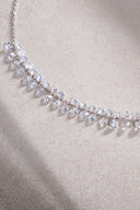 Silver Double sparkle and crystal stone detailed 925 sterling silver necklace 56