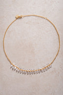 Gold Double sparkle and crystal stone detailed 925 sterling silver necklace 56