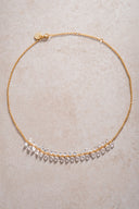 Gold Double sparkle and crystal stone detailed 925 sterling silver necklace 56