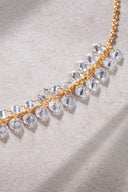 Gold Double sparkle and crystal stone detailed 925 sterling silver necklace 56