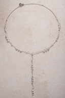 Silver Long crystal and sparkling stone detailed 925 sterling silver necklace 57