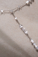 Silver Long crystal and sparkling stone detailed 925 sterling silver necklace 57