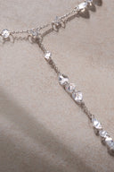 Silver Long crystal and sparkling stone detailed 925 sterling silver necklace 57