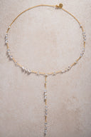 Gold Long crystal and sparkling stone detailed 925 sterling silver necklace 57