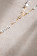 Gold Long crystal and sparkling stone detailed 925 sterling silver necklace 57