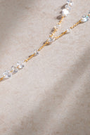 Gold Long crystal and sparkling stone detailed 925 sterling silver necklace 57