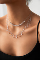 Silver 925 sterling silver necklace with dangling crystal stone detail 58