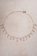 Gold 925 sterling silver necklace with dangling crystal stone detail 58
