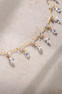 Gold 925 sterling silver necklace with dangling crystal stone detail 58