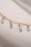 Gold 925 sterling silver necklace with dangling crystal stone detail 58