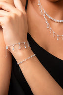 Silver Sparkling and crystal stone detailed 925 sterling silver bracelet 62