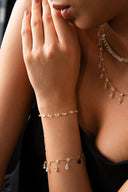 Gold Sparkling and crystal stone detailed 925 sterling silver bracelet 62