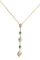 Gold 925 sterling silver necklace with green and crystal stone details 106