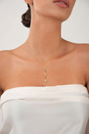 Gold 925 sterling silver necklace with green and crystal stone details 106