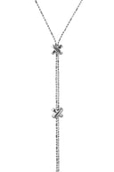 Silver 925 sterling silver necklace with a Y-shaped design and X details 107