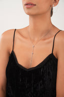 Silver 925 sterling silver necklace with a Y-shaped design and X details 107