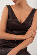 Silver 925 sterling silver necklace with a Y-shaped design and X details 107