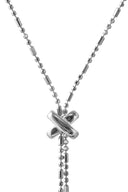 Silver 925 sterling silver necklace with a Y-shaped design and X details 107