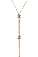 Gold 925 sterling silver necklace with a Y-shaped design and X details 107