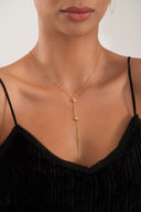 Gold 925 sterling silver necklace with a Y-shaped design and X details 107
