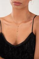 Gold 925 sterling silver necklace with a Y-shaped design and X details 107