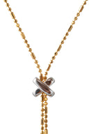 Gold 925 sterling silver necklace with a Y-shaped design and X details 107