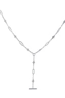 Silver 925 sterling silver Y-shaped necklace with mixed chain link design 117