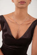 Silver 925 sterling silver Y-shaped necklace with mixed chain link design 117