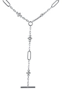 Silver 925 sterling silver Y-shaped necklace with mixed chain link design 117